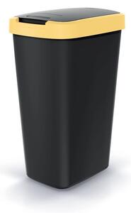 Odpadkový koš s barevným víkem, 45 l, žlutá / černá