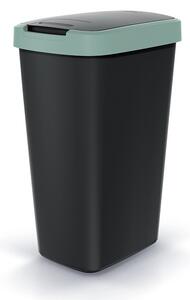 Odpadkový koš s barevným víkem, 45 l, zelená / černá