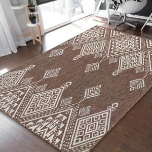 Luxusní hnědý koberec s bílým vzorováním Šířka: 80 cm | Délka: 150 cm