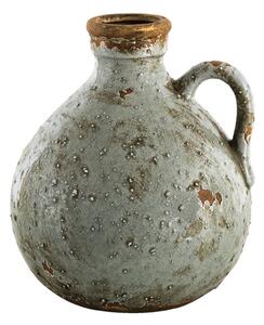 Šedá keramická dekorativní váza s ouškem - 18*17*20 cm