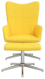 Relaxační křeslo Fredji se stoličkou - textil | hořčicově žluté