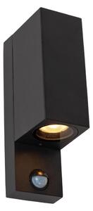 Lucide 69802/02/30 -Venkovní svítidlo se senzorem ZARO 2xGU10/7W/230V IP65 černá