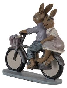 Dekorace zamilovaní králíci na kole - 14*5*15 cm