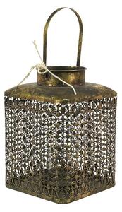 Zlatá antik kovová lucerna s ornamenty - 23*23*32 cm