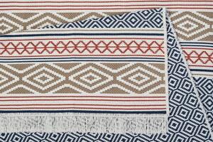 Makro Abra Kusový koberec bavlněný oboustranný AZTECA 2711 šedý vícebarevný s třásněmi Rozměr: 80x300 cm