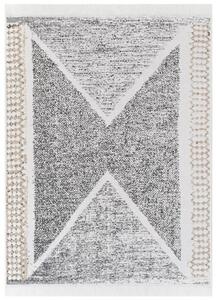 Makro Abra Kusový koberec bavlněný oboustranný AZTECA 2713 šedý béžový krémový s třásněmi Rozměr: 60x110 cm