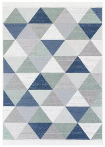 Makro Abra Kusový koberec bavlněný oboustranný AZTECA 2709 geometrický modrý zelený šedý s třásněmi Rozměr: 60x110 cm
