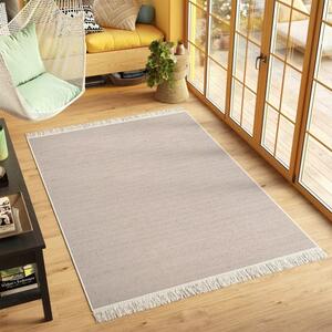 Makro Abra Kusový koberec bavlněný oboustranný AZTECA 2702 béžový s třásněmi Rozměr: 60x110 cm