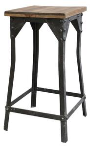 Kovová stolička s dřevěným sedákem Old stool - 29*29*57 cm