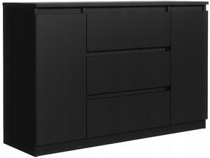 Komoda Meble Masztalerz černá, 3 zásuvky, 2 dvířka, 140x39x78 cm