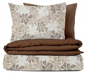 Ervi Bavlněné povlečení oboustranné - Listová poezie/hnědé