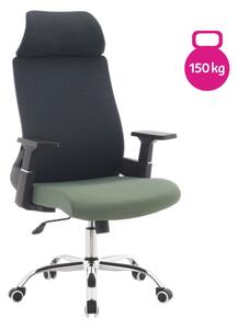 Kancelářské křeslo, tmavě šedá/zelená/chrom, nosnost 150 kg, HOLGER