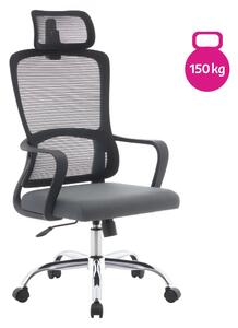 Kancelářské křeslo, černá/šedá/chrom, nosnost 150 kg, RANDY
