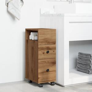 Úzká koupelnová skříňka na kolečkách dub artisan kompozit
