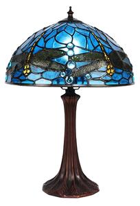 Modrá stolní lampa Tiffany s vážkami Vie blue - Ø 31*43 cm E27/max 1*40W