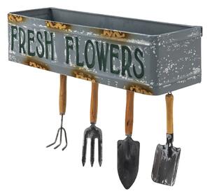Dekorační nástěnná polička se zahradním nářadím Fresh Flowers - 56*16*29 cm