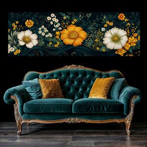 Obraz na plátně - Oranžovo bílý květinový dotek FeelHappy.cz Velikost obrazu: 60 x 20 cm