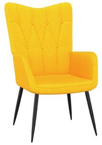Relaxační křeslo se stoličkou hořčicově žluté textil
