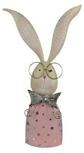 Veliká kovová dekorace králičí slečna s brýlemi - 25*9*53 cm