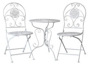 Krémová antik zahradní souprava stůl a 2 židle - Ø 60*75 / 2x 40*48*93 cm