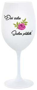DVĚ SRDCE, JEDEN PŘÍBĚH - bílá sklenička na víno 350 ml