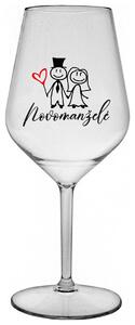NOVOMANŽELÉ - čirá nerozbitná sklenička na víno 470 ml