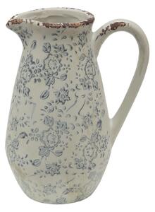 Dekorativní béžový keramický džbán se šedými květy Alana S - 16*12*22 cm