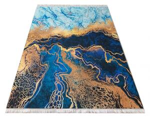 Protiskluzový koberec v modré barvě s abstraktním vzorem Šířka: 60 cm | Délka: 100 cm