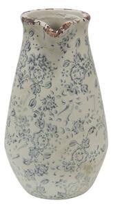 Dekorativní béžový keramický džbán se šedými květy Alana S - 16*12*22 cm