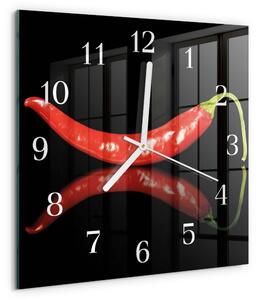 Skleněné hodiny Chilli papričky zskb-30x30-00090363