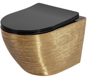 Závěsná WC mísa Rea Carlo Mini Tornado Black Brush Gold