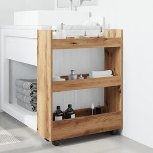 Úzký úložný vozík 3patrový dub artisan kompozitní dřevo