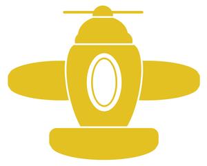 Pieris design Letadlo s kabinou - samolepka na zeď žlutá medová