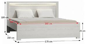 Manželská postel 160 cm Inneas (jasan bílý) (s roštem). 794549