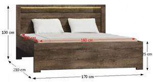 Manželská postel 160 cm Inneas (jasan tmavý) (s roštem). 794547