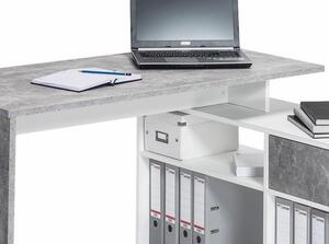 Rohový psací stůl Johan, beton/bílý