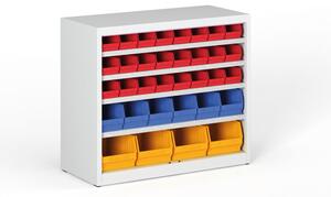 Regál s plastovými boxy BASIC se zadní stěnou - 800 x 400 x 920 mm, 24xA, 6xB, 4xC