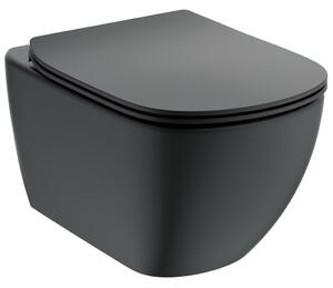 Ideal Standard Tesi - Závěsné WC 36x53cm + sedátko, Hedvábná černá T3546V3