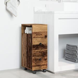 Úzká koupelnová skříňka na kolečkách old wood kompozitní dřevo