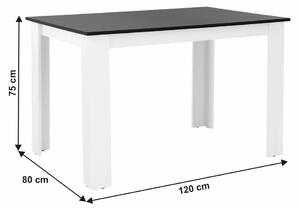 Jídelní stůl Plat (obdélník) (pro 4 osoby) (bílá + černá). 794792