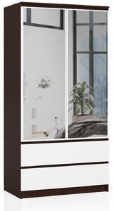 Ak furniture Šatní skříň Star se zrcadlem 90 cm wenge/bílá