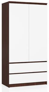 Ak furniture Šatní skříň Star 90 cm wenge/bílá