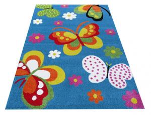 Krásný modrý koberec s motýlky Šířka: 200 cm | Délka: 290 cm