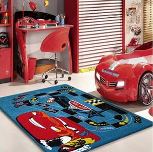 Modrý koberec s autíčkem McQueen Šířka: 200 cm | Délka: 290 cm