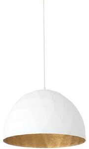 Nordic Design Bílé kovové závěsné světlo Auron L se zlatými detaily