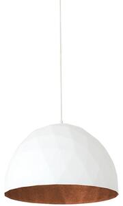 Nordic Design Bílé kovové závěsné světlo Auron L s měděnými detaily