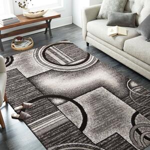 Moderní koberec s motivem kruhů šedé barvy Šířka: 80 cm | Délka: 150 cm