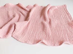 Snový svět Lněný ručník vaflový růžový - 48% len Rozměr: 50 x 90 cm