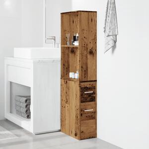Úzká koupelnová skříňka na kolečkách old wood kompozitní dřevo