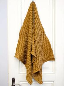 Snový svět Lněný ručník vaflový okrový - 48% len Rozměr: 50 x 50 cm